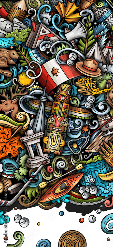 Fototapeta premium Cartoon doodle Canada banner design