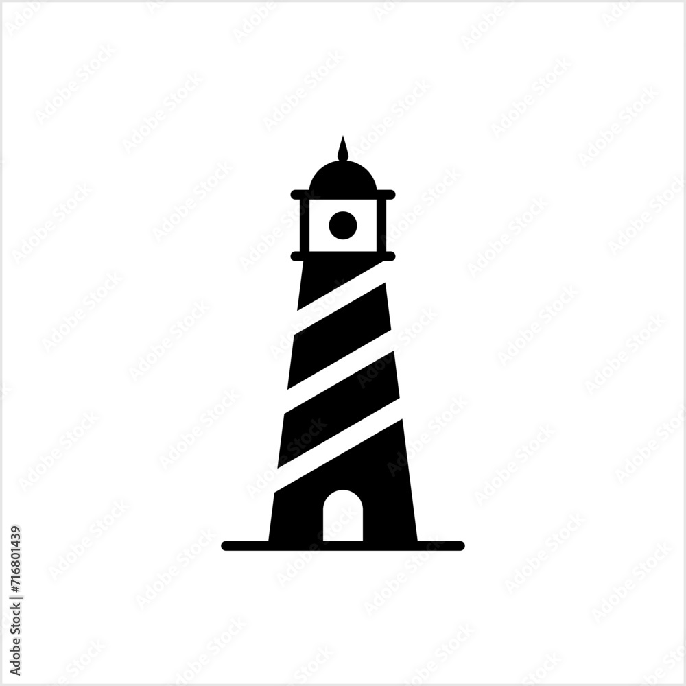 Lighthouse Icon, Light Tower For Navigational Aid