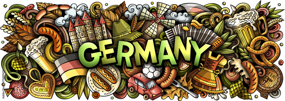 Germany lettering cartoon banner design