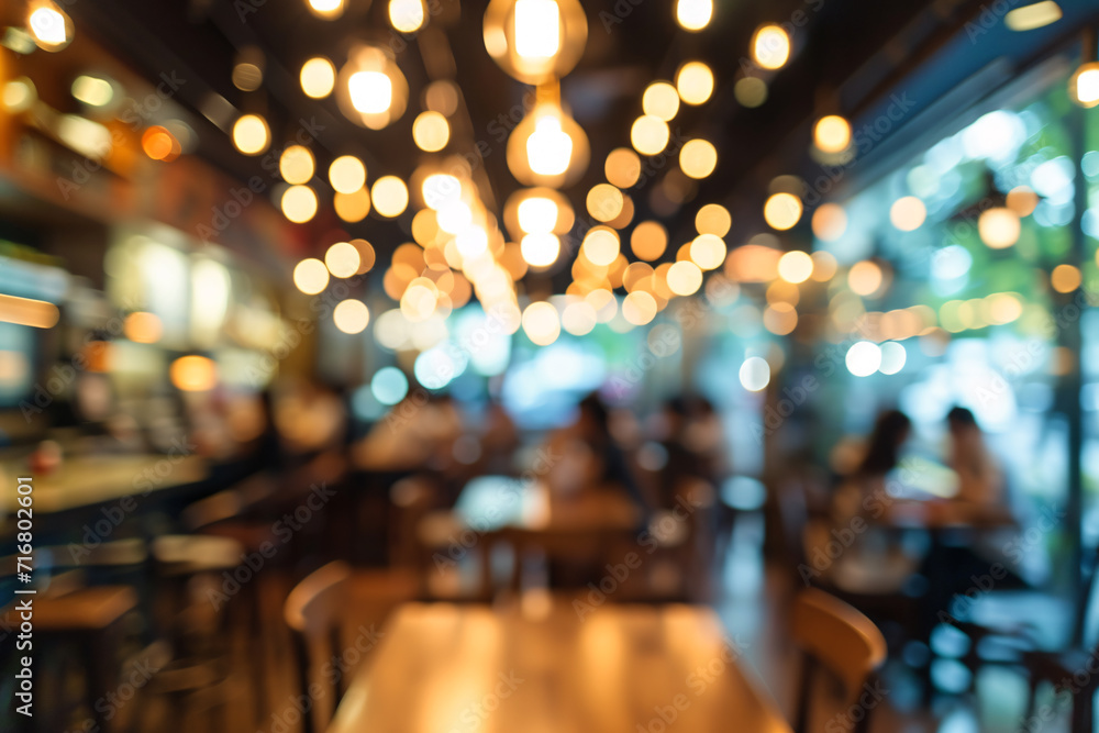 Defocused restaurant background, blurry restaurant environment Defocused restaurant background, blurry restaurant environment