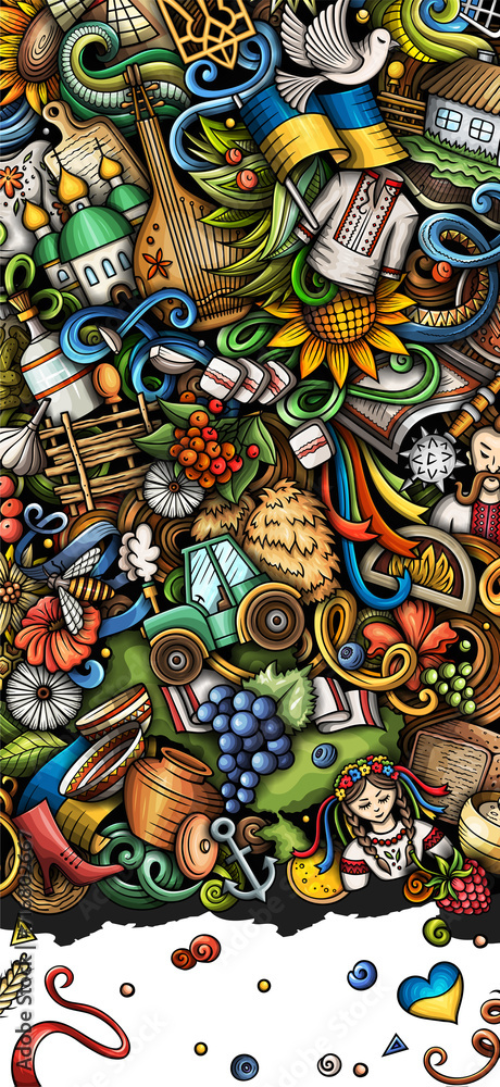 Ukraine doodle cartoon banner design Ukraine doodle cartoon banner design