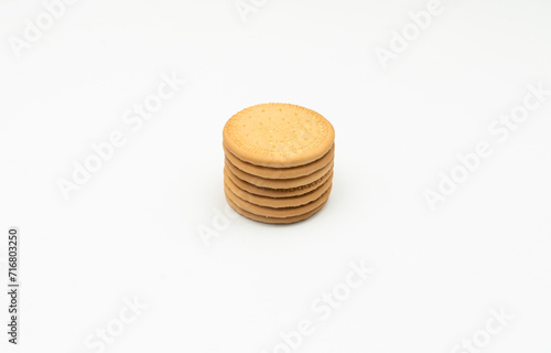 Tasty round biscuits isolated on white background