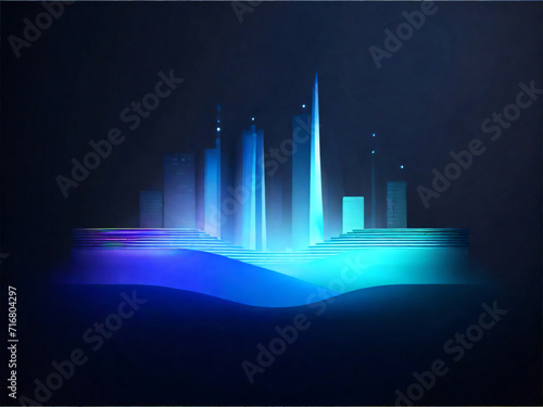 Blue Financial Growth Graph with 3D Arrow Icon and Market Data Illustration for Business Success Button Design