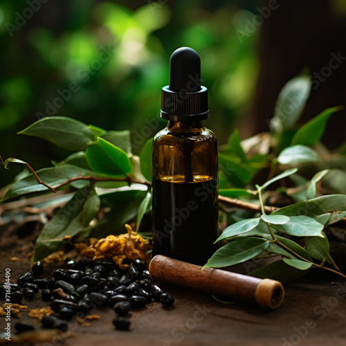essential oil with herbs