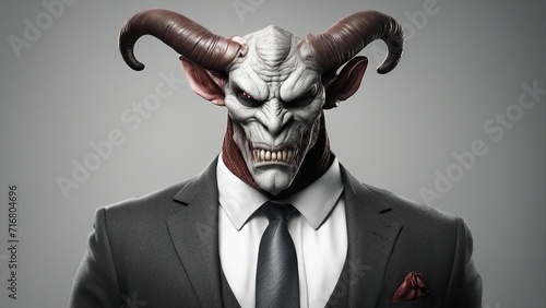 portrait of a devil goat An arrogant ruthless demon in business attire   photo