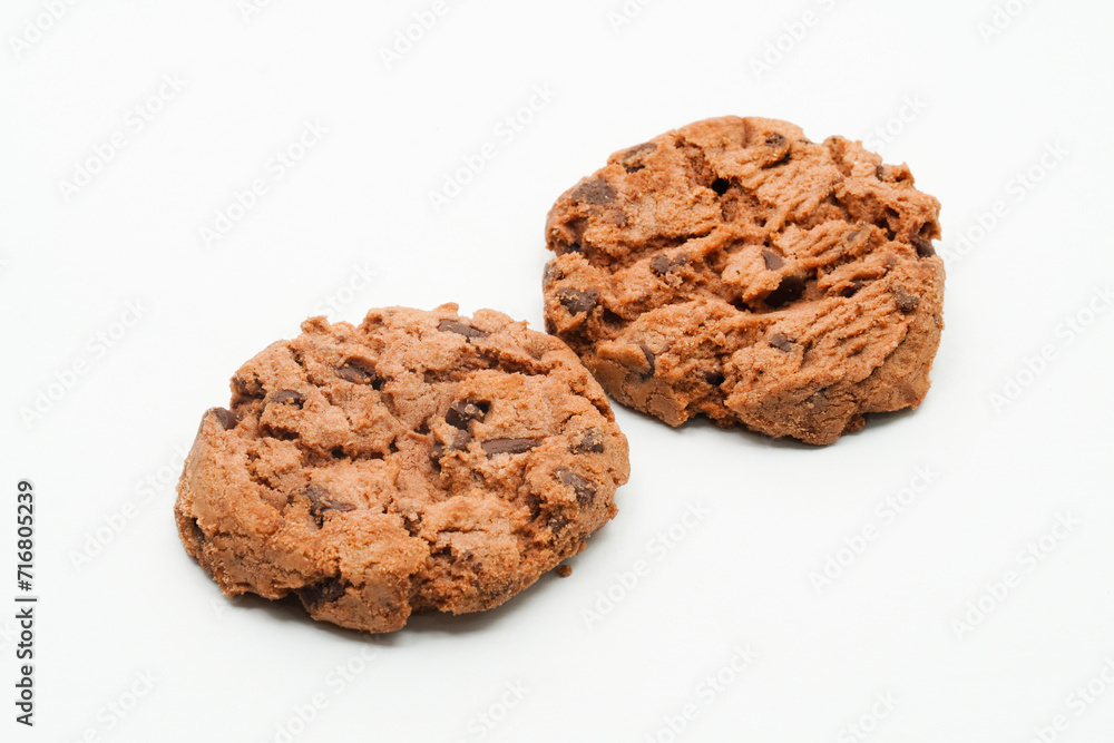 Chocolate Chip Cookies on white background. Chocolate Chip Biscuits.                  