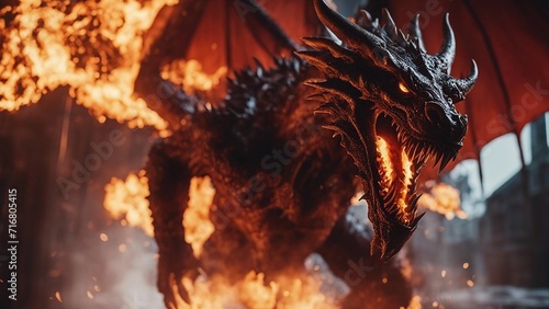 fire in the sky Molten roch devil demon dragon attacking