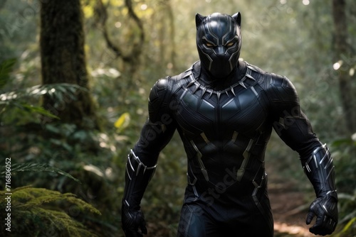 black panther robot in the jungle 