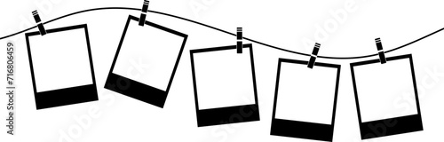 Hanging picture frames on a wire, cute decorative border for collages