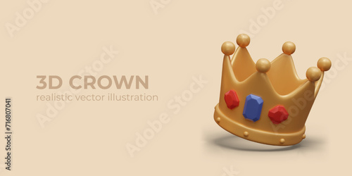 Luxurious crown made of precious metal and gemstones