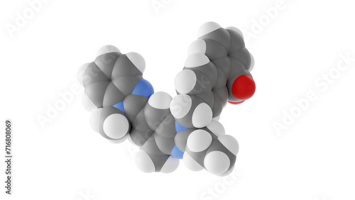 telmisartan molecule, micardis, molecular structure, isolated 3d model van der Waals