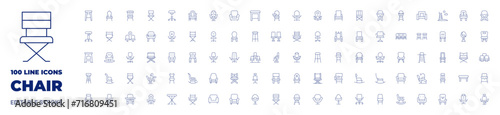 100 icons Chair collection. Thin line icon. Editable stroke. Chair icons for web and mobile app.