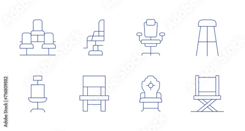 Chair icons. Editable stroke. Containing seat, chair, officechair, chairstand.