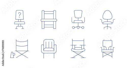 Chair icons. Editable stroke. Containing vacant, chair, deskchair, directorchair, workplace, campingchair. photo