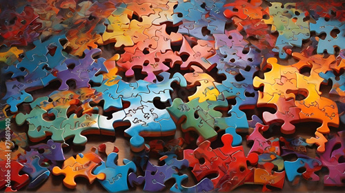 colorful unsolve jigsaw puzzle background. generated by Ai. photo