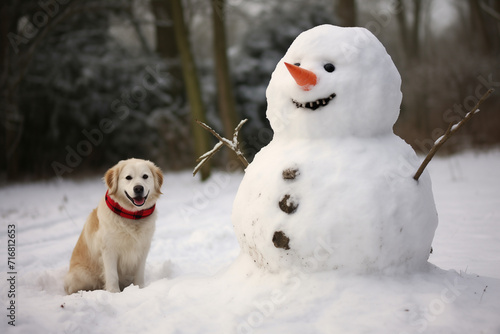 Dog next to the Snowman © Balan