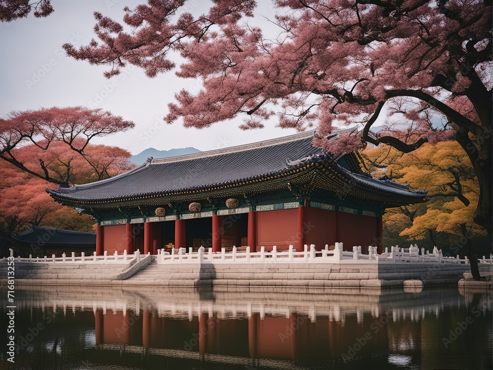 House and cherry tree from Japan