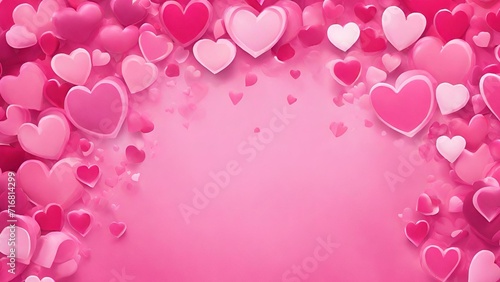 Valentine's Day themed illustration featuring a pink background adorned with hearts and flowers, symbolizing love, romance, and celebration in a heartwarming design perfect for a holiday card or wallp