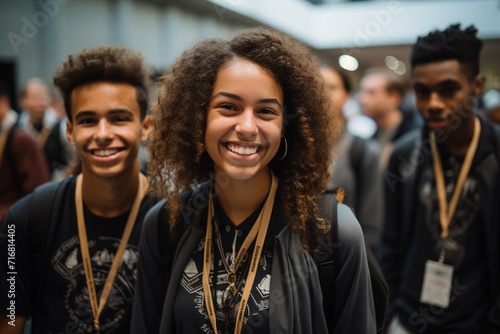 A powerful image of youth advocates organizing a conference on social justice, utilizing their intellect to address pressing issues and inspire positive change.