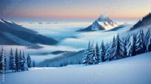 snowy mountains ariel view ,winter landscape. photo