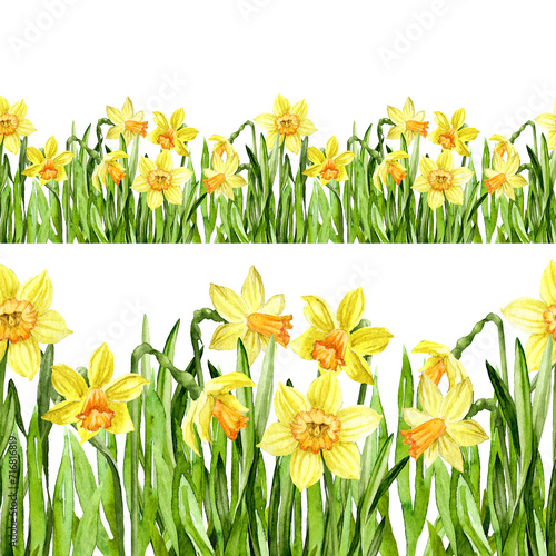 Seamless border with Narcissusses