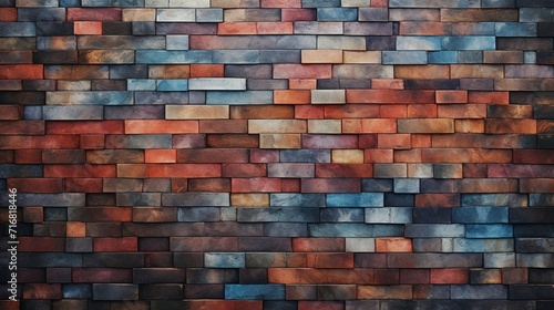 An intriguing backdrop of bricks  each with its own unique texture and color  forms a captivating pattern on a high-quality canvas in this HD photo.