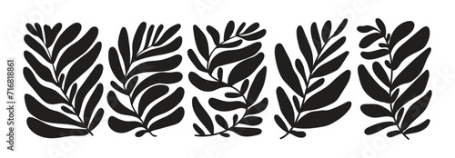 Natural hand drawn pattern design with leaves branch, flower. Simple contemporary style illustrated Design for fabric, print, cover, banner, wallpaper.	