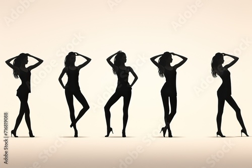 A set of poses for a woman during a photo shoot.