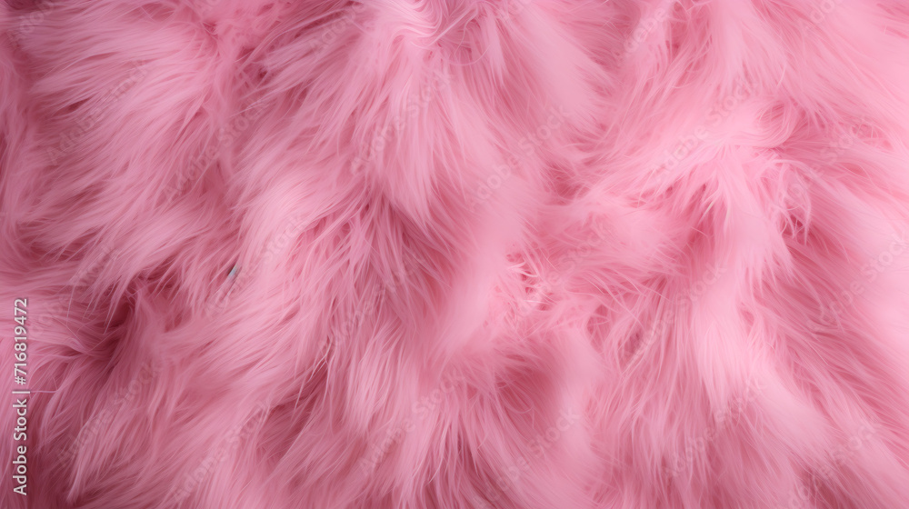 Pink furr background, Surface wool texture, copy space for text, AI generated
