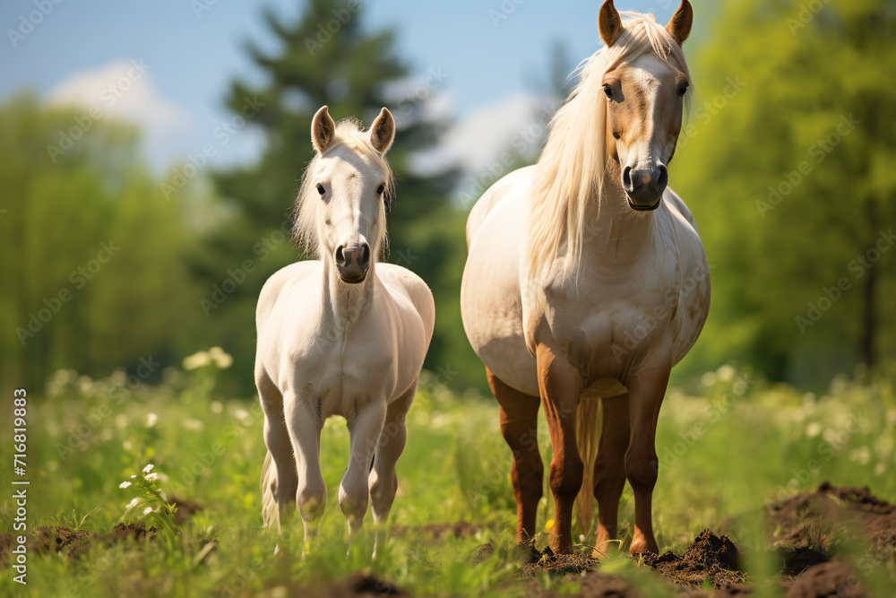 two white horses in the field,ai generated two white horses in the field,ai generated
