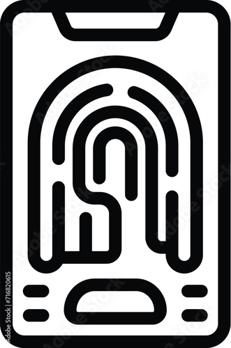 Smartphone fingerprint icon outline vector. Social bug. Fraud hacking