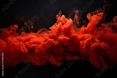 illustration of abstract red paint splash isolated on black background. ai generated