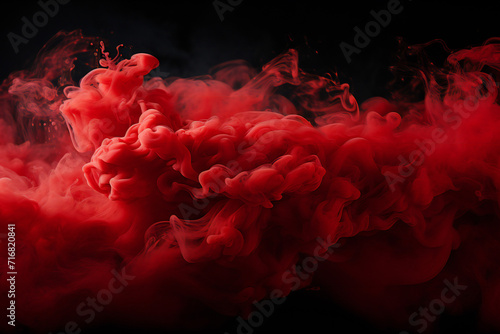 A red smoke cloud on a black background,ai generated 