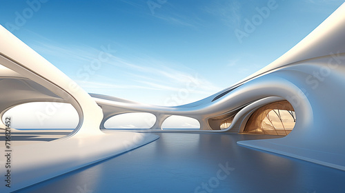 the futuristic design architecture with blue sky © munawaroh