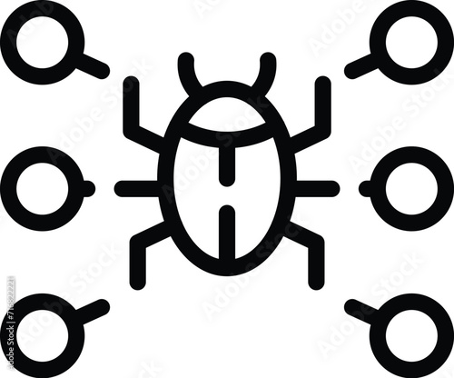 Data bug online icon outline vector. Virus social. Digital computer