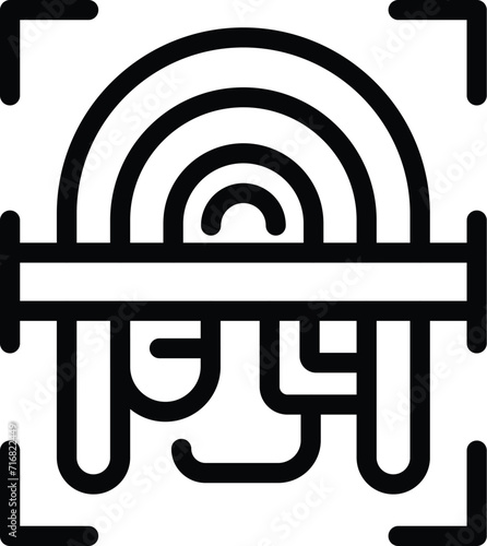 Fingerprint locked icon outline vector. Cyber security. Scam network