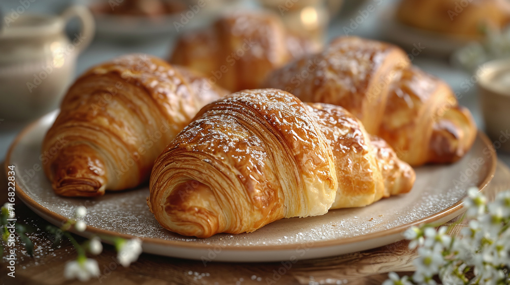 Fresh croissants on the table.