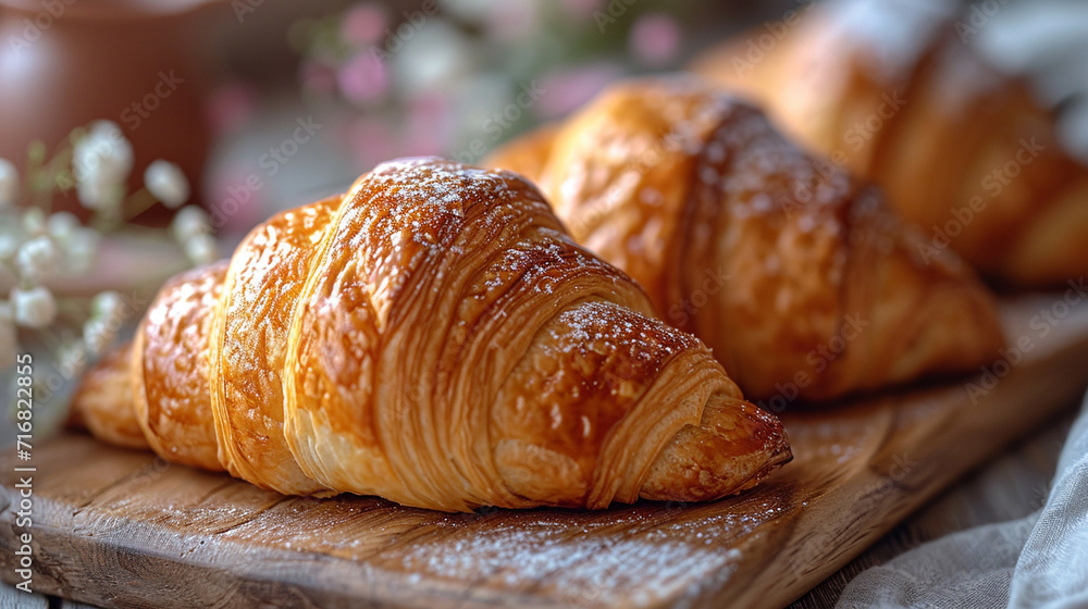 Fresh croissants on the table.