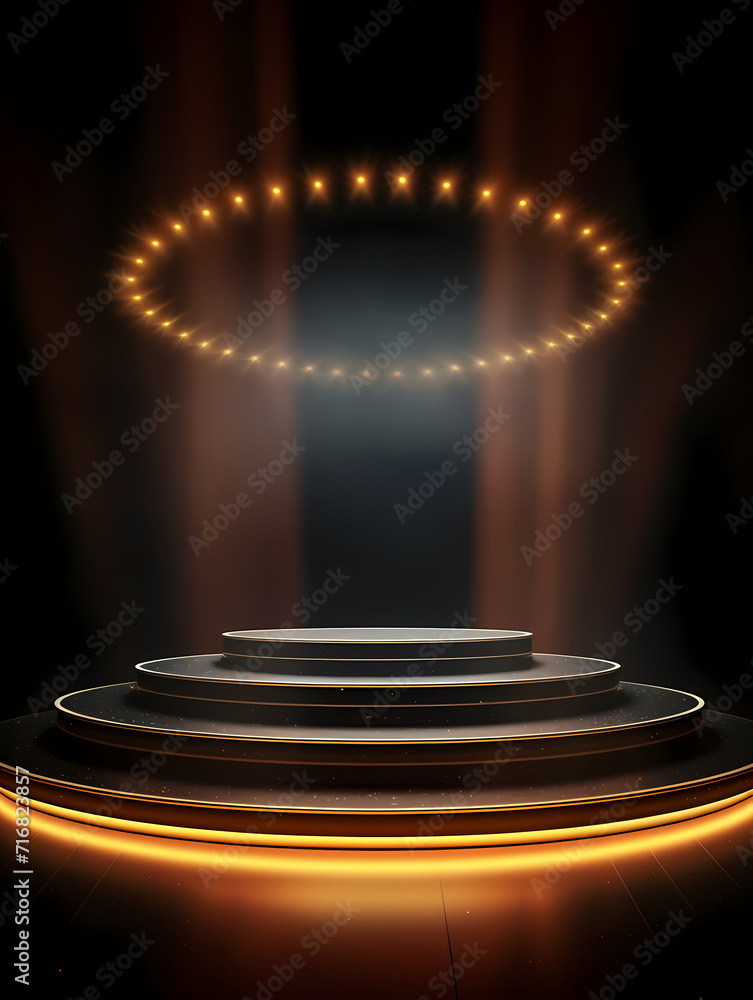 Fototapeta premium Modern round product advertising podium, booth, stage, product background, promotional event background