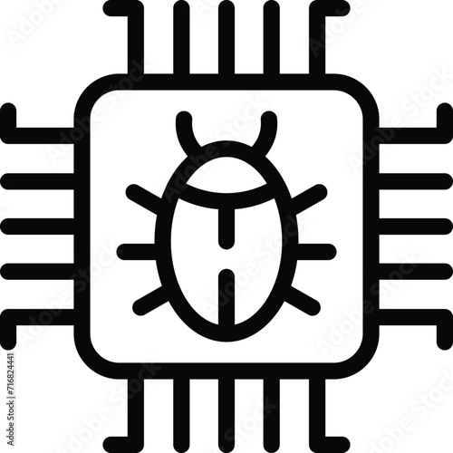 Processor bug icon outline vector. Data network. Access limit