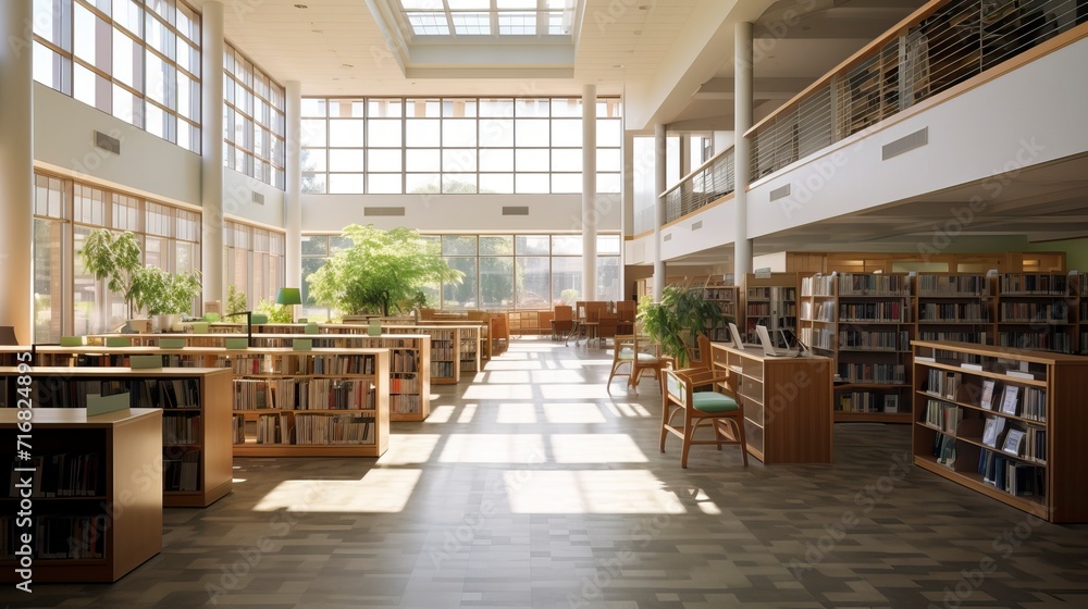 Cozy Library Interior with sitting arrangement and Lots of Books
Cozy Library Interior with sitting arrangement and Lots of Books