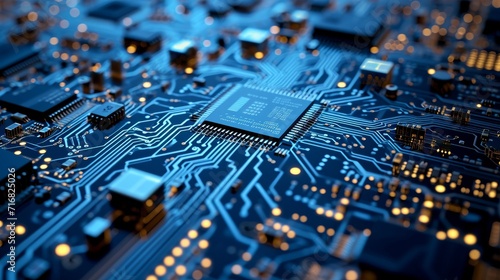 High-Tech Circuit Board Design with Electronic Components background