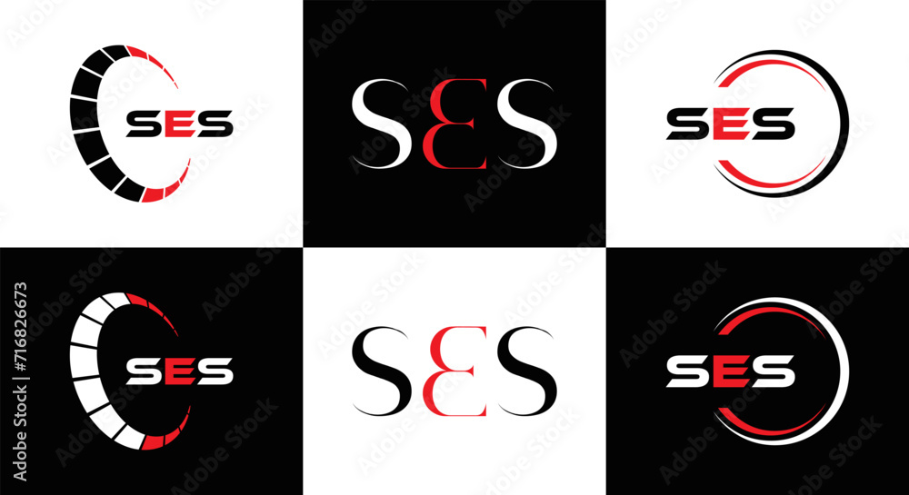 SES logo. S E S design. White SES letter. SES, S E S letter logo SET design. Initial letter SES linked circle uppercase monogram logo. S E S letter logo SET vector design. SES letter logo design five 