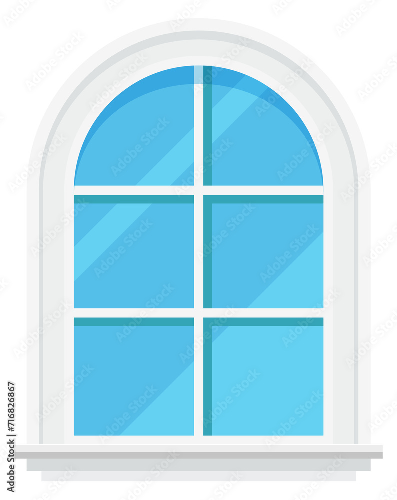 Window frame with clean glass. Interior or exterior architectural element