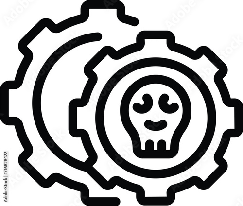 Gear hacker attack icon outline vector. Virus bug. Social media