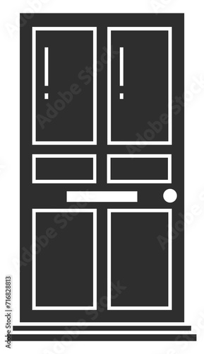 Door black silhouette. Exit or entrance. House element