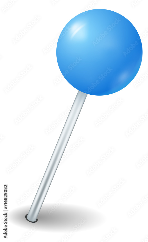 Blue thumbtack mockup. Round plastic push pin Blue thumbtack mockup. Round plastic push pin