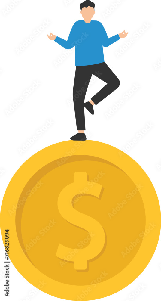 Financial guru or expert, behavioral finance mindfulness for wealth management, Money and investment advisor, Meditate and floating on big golden money dollar coin
Financial guru or expert, behavioral finance mindfulness for wealth management, Money and investment advisor, Meditate and floating on big golden money dollar coin