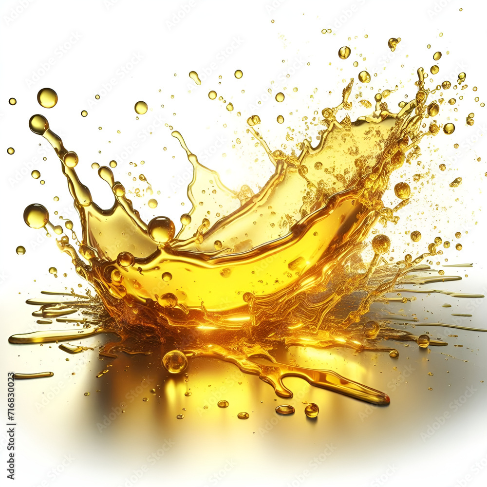 Splash of cooking oil, isolated on a white background Splash of cooking oil, isolated on a white background