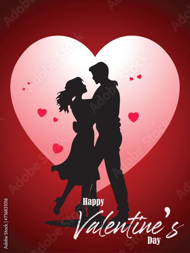 couple hug valentine's day greeting card vector design